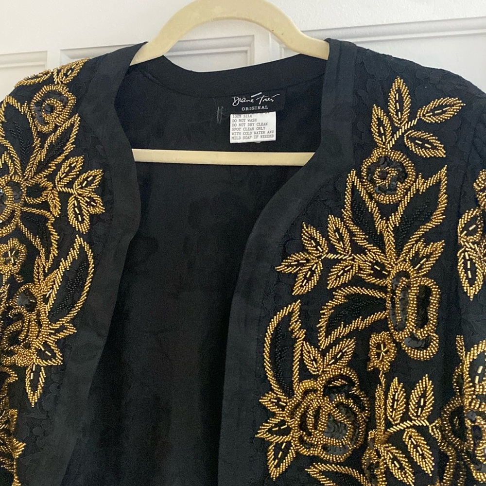 Diane Freis black and gold bolero jacket 1980’s rare Vintage. Perfect condition